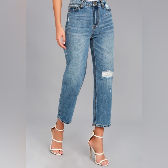 EVIDNT Malibu Medium Wash Distressed Girlfriend Jeans - Picture 3 of 6